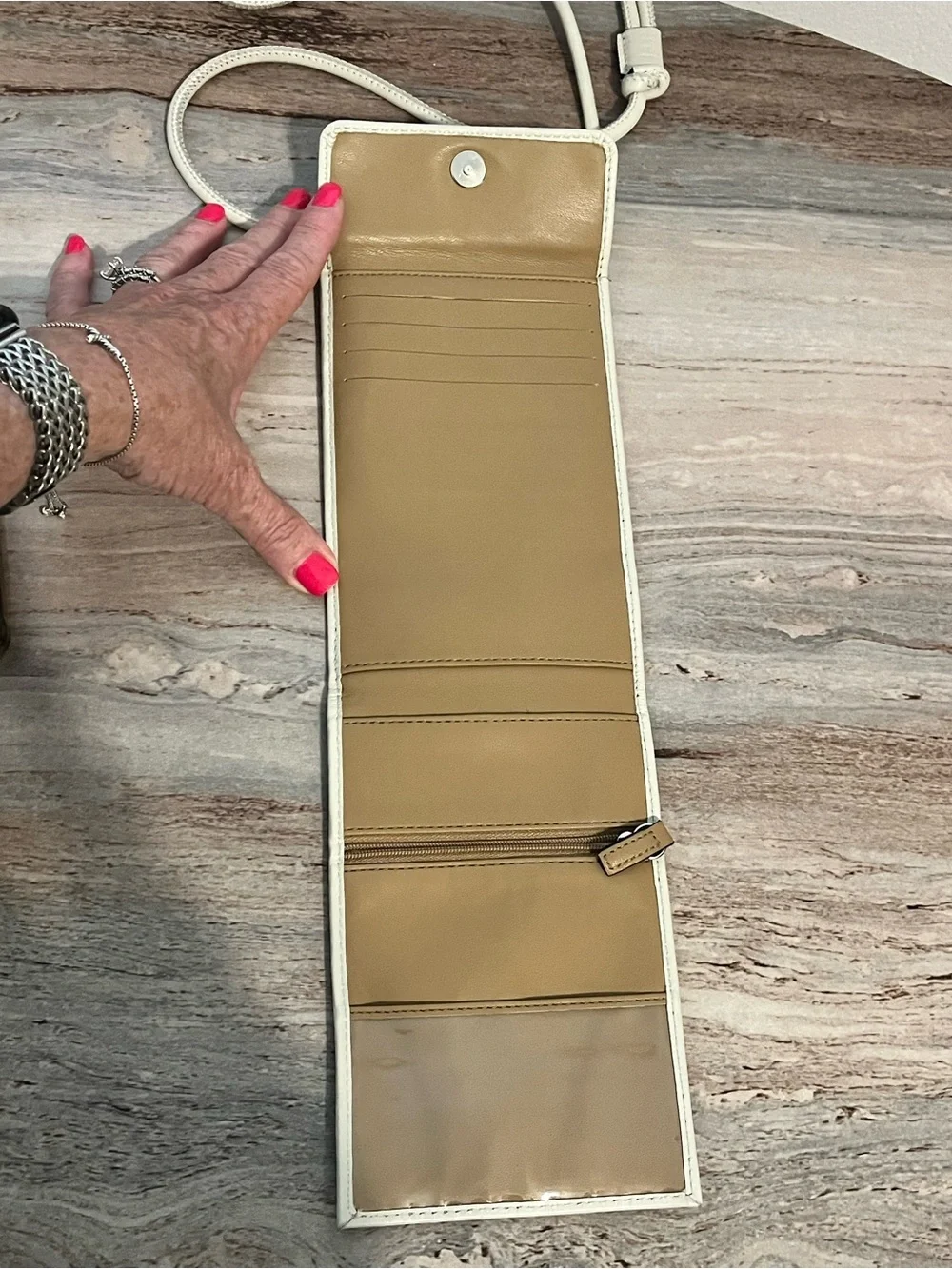 Vince Camuto Slim Crossbody Bag in Cream